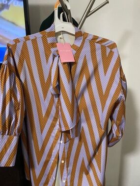 Women's Mini Dress with Brown and Lavender Chevron Pattern